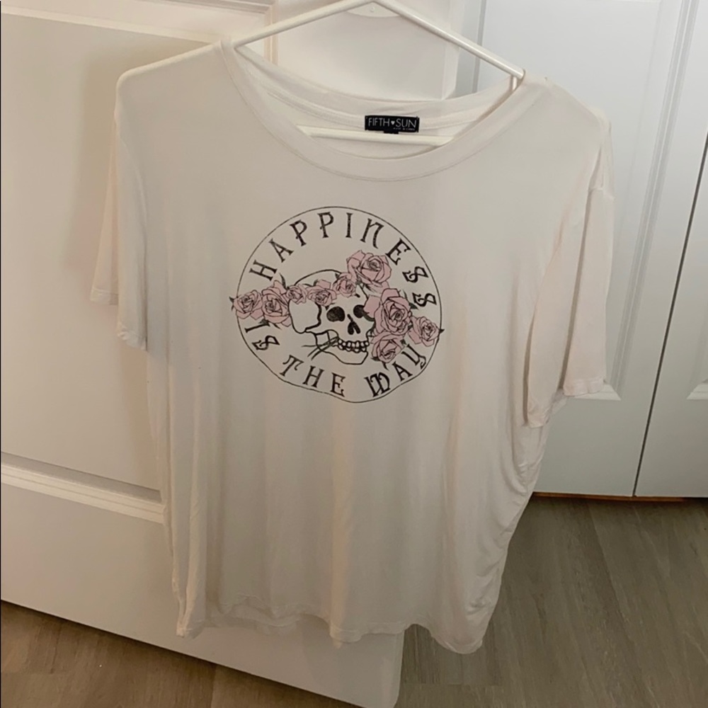 White soft graphic tee